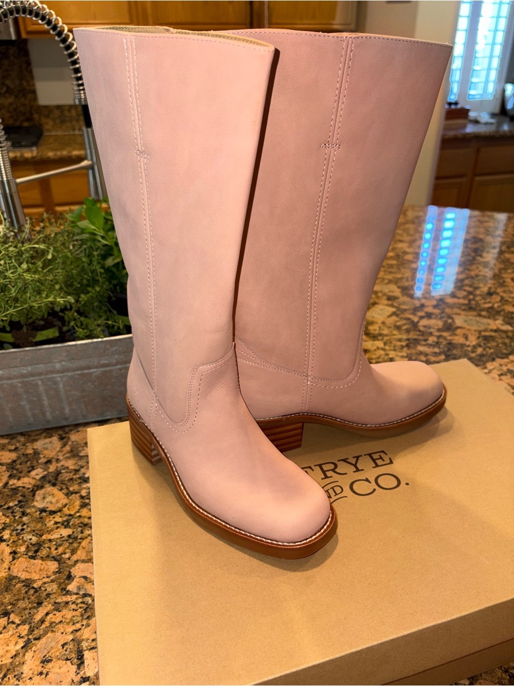 FRYE AND CO. Blush Pink Leather Over-the-Knee Boots